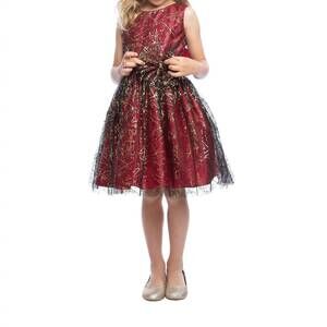 NEW SWEET KIDS splatter paint special occasion dress in gold and red